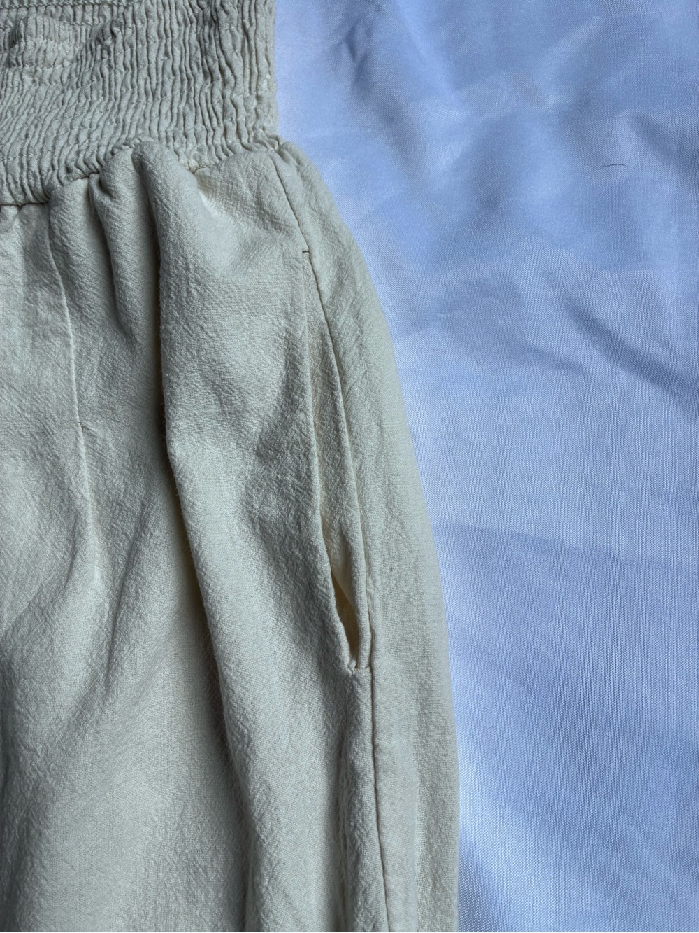 High-Waist Wide-Leg Cream Linen Pants - Picture 3 of 11